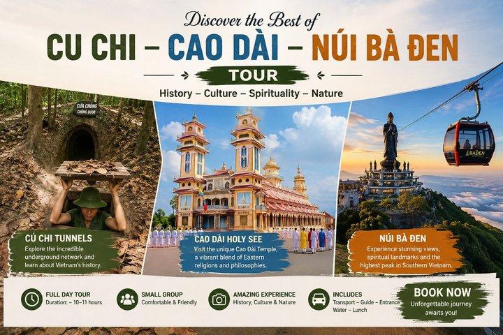 VIP - Black Virgin Mountain - Cao Dai Temples - Cu Chi Tunnels