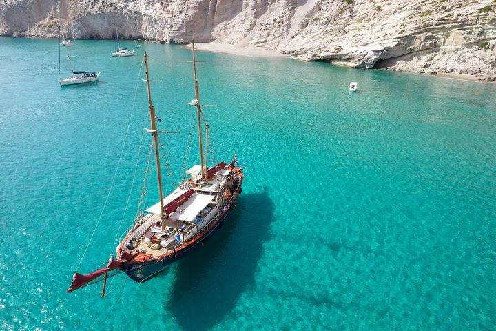 Milos Traditional Boat Cruise To Sykia and Kleftiko Caves