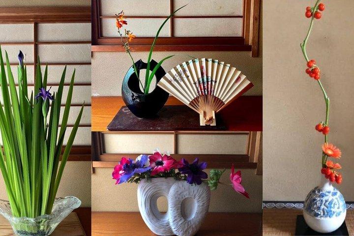 京都での秋の生け花と抹茶体験
