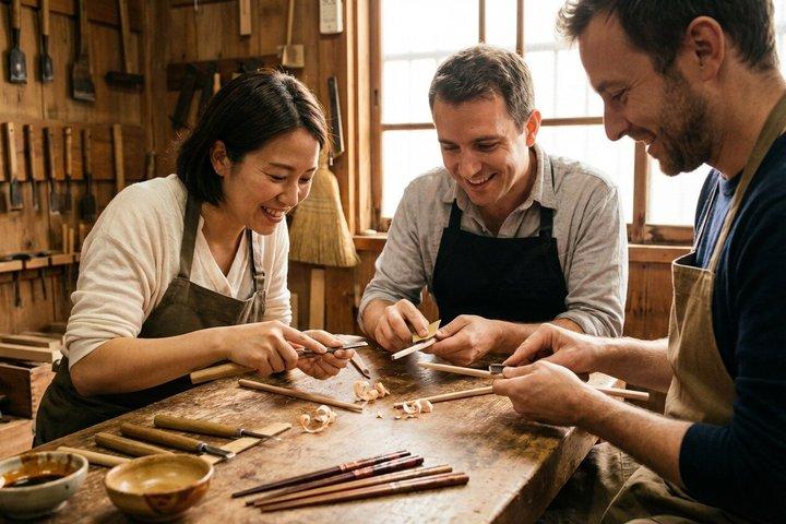 大阪で彫刻オプション付きの自分だけの箸作り