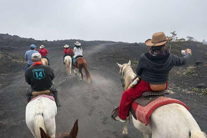 パカヤ火山の豪華なサンセット乗馬ツアー/溶岩シェフによるディナー