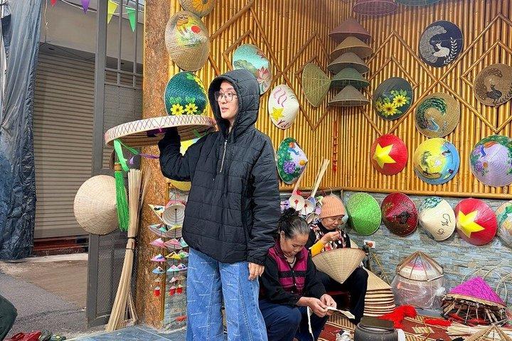ハノイ半日ツアー：線香村と伝統的な円錐形の帽子