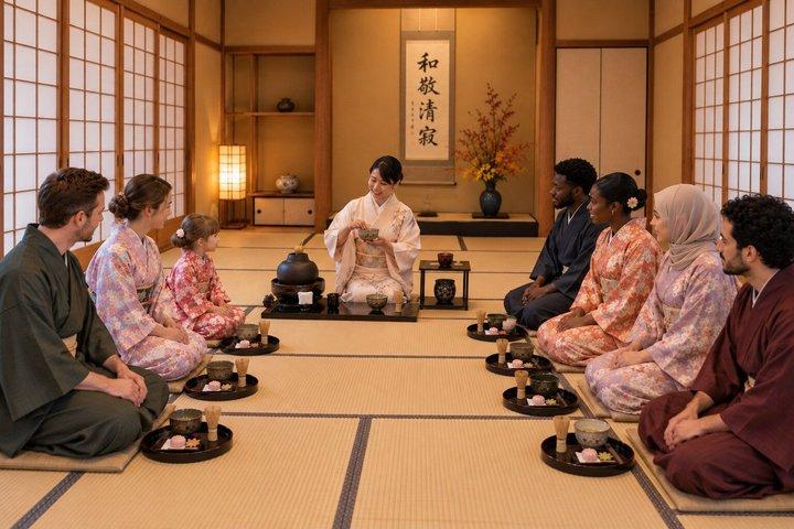 京都：着物と伝統的な抹茶茶道