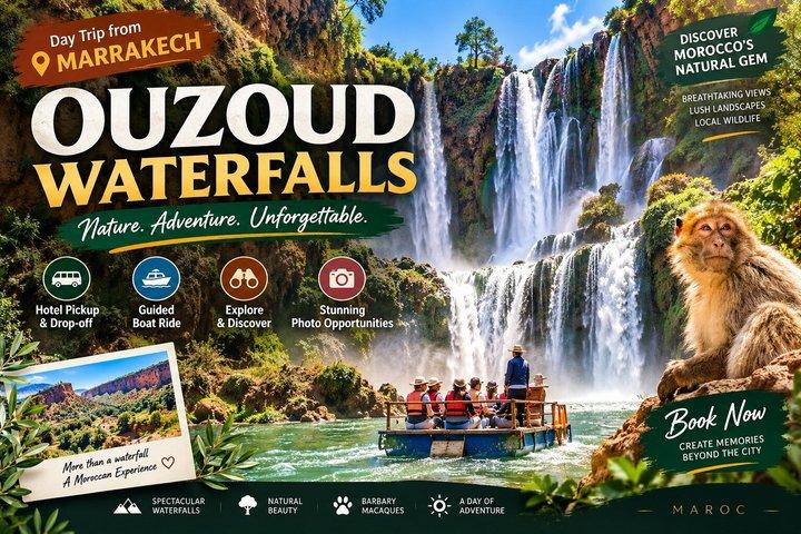 Ouzoud Vandfald Dagstur fra Marrakech med Bådtur