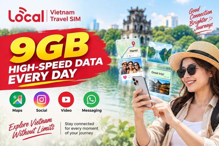 ベトナムSIM＆eSIM – 9GB/日 + 30分通話