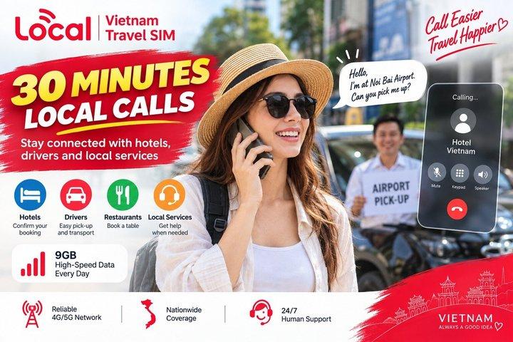 ベトナムSIM＆eSIM – 9GB/日 + 30分通話
