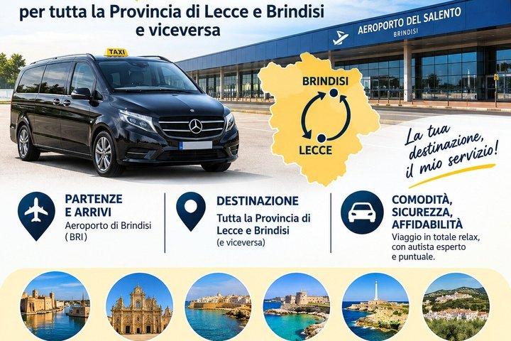 Taxi transfer Brindisi Airport to Lecce destinations up to 100km
