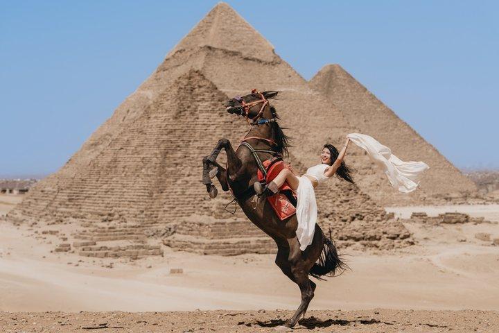 Giza Pyramids tour & Photoshoot with Camels & Rearing Horse