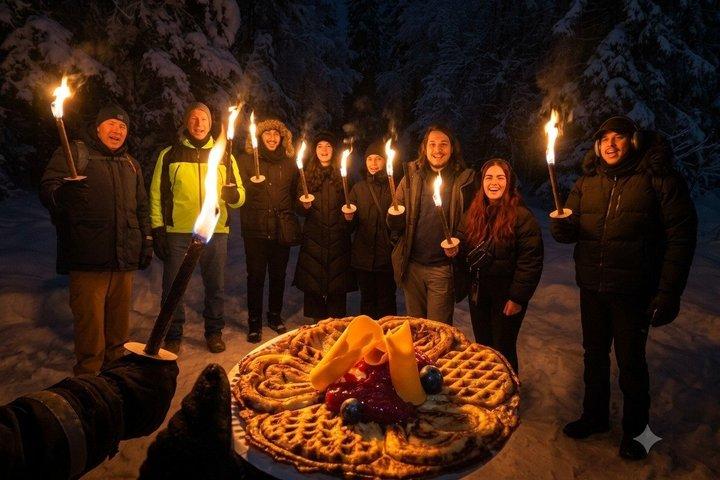 Oslo Forest Torchlight Walk and Chef's Norwegian Campfire Waffles