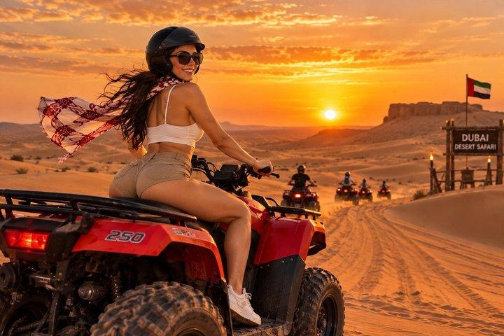 クアッドバイク付きプレミアム砂漠サファリ（30分）VIPシート＆ディナー