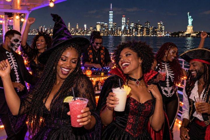 ニューヨークのハロウィーンナイトクルーズ、スカイラインと自由の女神の眺め付き