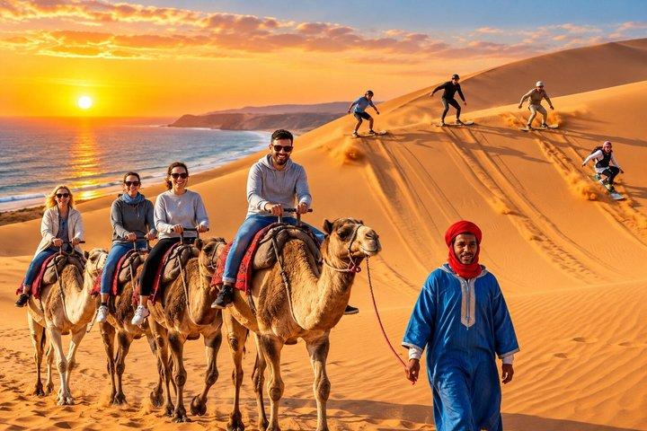 Sandboarding ad Agadir nelle Dune di Timlaline e Giro in Camel al Tramonto