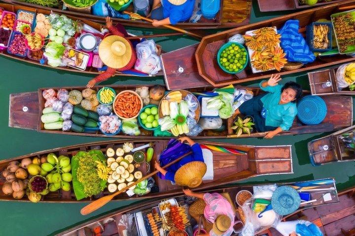 Damnoen Saduak flydende marked og jernbanemarked tur fra Bangkok