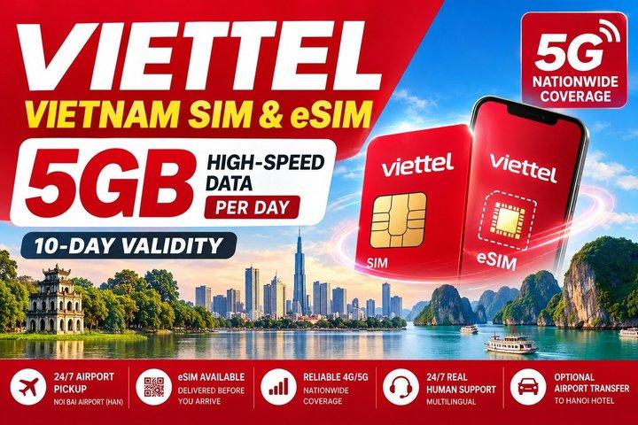 ベトナム向けベトテルSIM – 10日間5GB/日 eSIMと物理