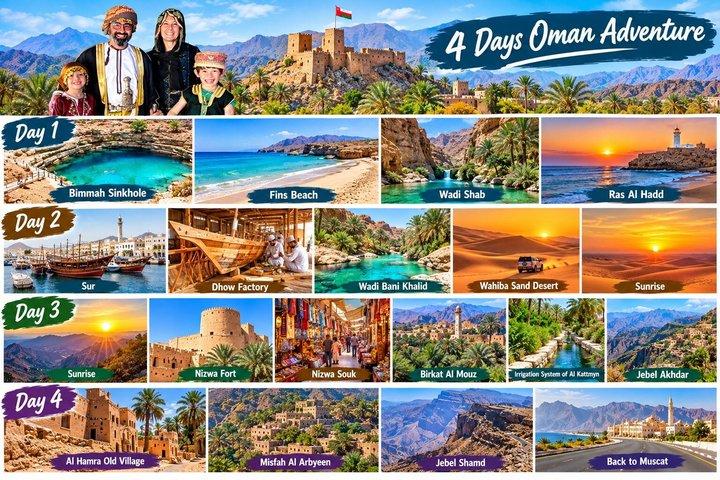 4 Days and 3 Nights Private Roundtrip Tours from Muscat