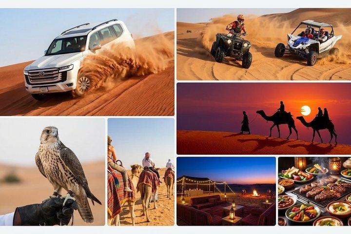 Dubai Desert Safari: Camel Falcon Sandbording & Premium dinner