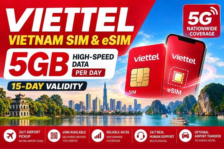 ベトナム向けベトテルSIM – 15日間5GB/日 eSIMと物理