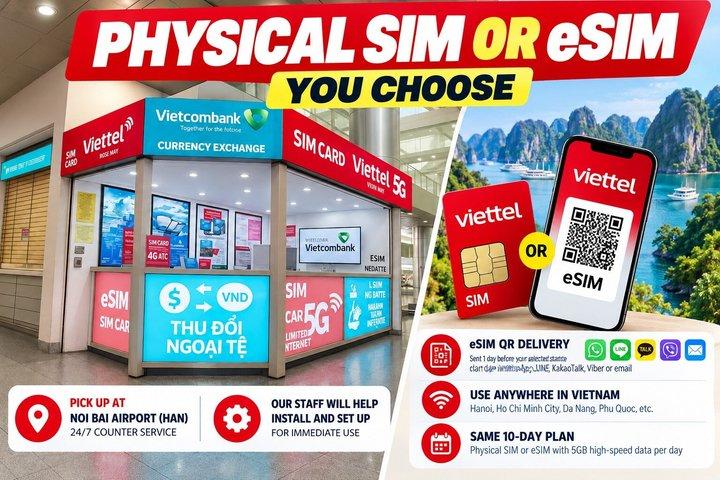 ベトナム向けベトテルSIM – 10日間5GB/日 eSIMと物理