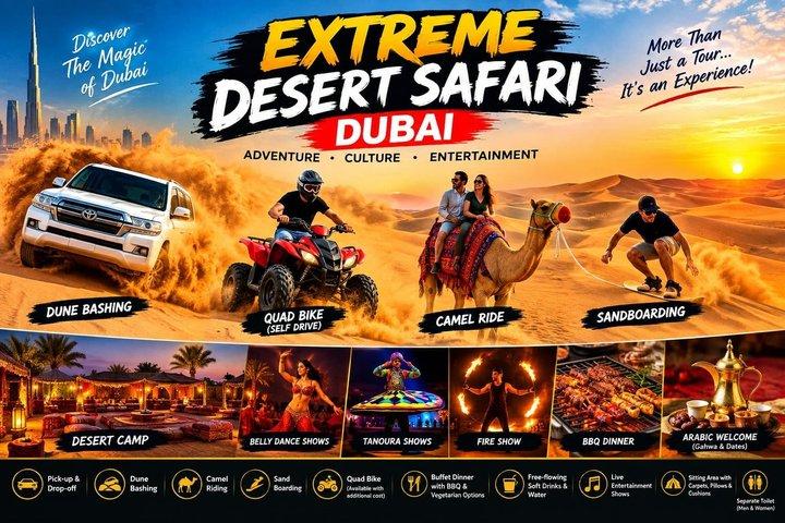 Ørken Safari med Quad Bike i 60 minutter & BBQ Middag Live Show