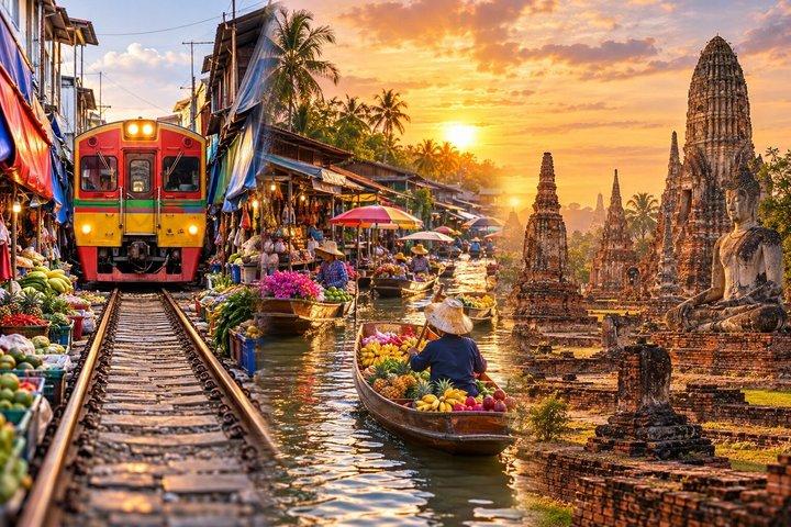 Private Floating market and Railway Market & Ayutthaya Premium