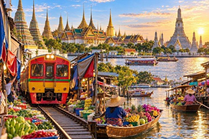 Private Premium Railway Market, Floating Market & Bangkok Temples