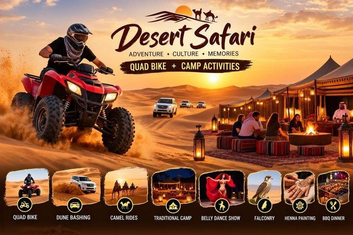 VIP Wüstensafari Quad Bike 30 Minuten BBQ-Abendessen & Live-Show