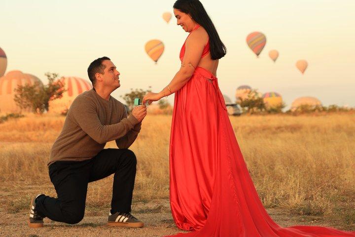 熱気球で結婚式のプロポーズと写真撮影