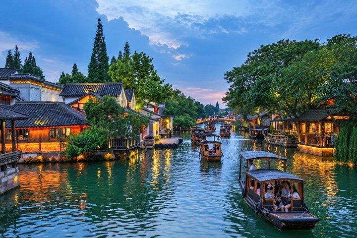 Suzhou historiska vattenstad och stadstur med båttur