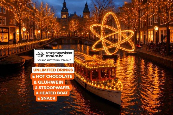 Amsterdam Light Festival Heated Cruise + Stroopwafel & Hot Drinks