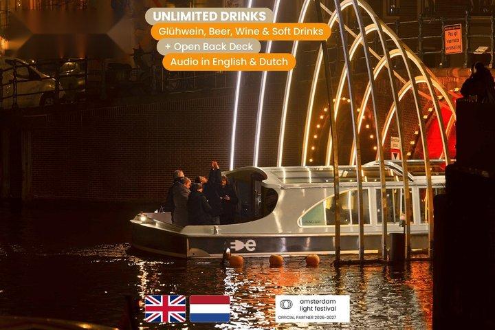 Amsterdam Light Festival Panoramic glass Roof Cruise with drinks