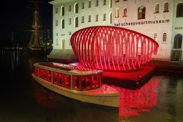 Amsterdam Light Festival : Bootsfahrt im Salon + Heißgetränke und Happen