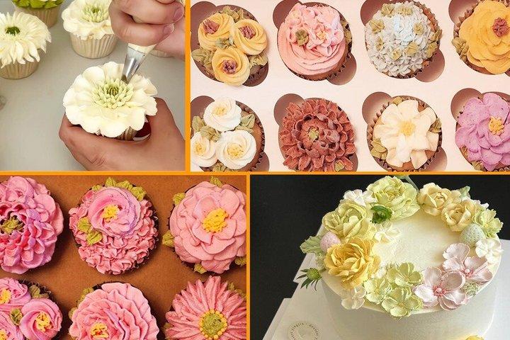 ビギナー カップケーキデコレーションクラス バタークリームフラワーパイピング
