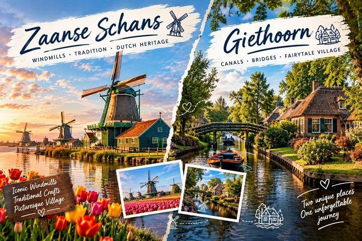Privat dagstur fra Amsterdam til Zaanse Schans & Giethoorn!