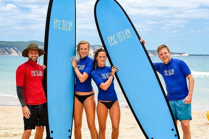 Noosa: Learn To Surf Safari & Beach 4×4 Tour