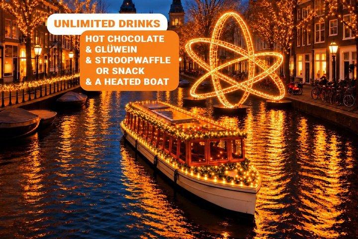 Amsterdam: Winter Light Cruise, Heated + Unl Drinks & Snack