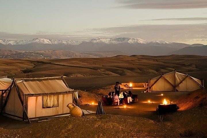 Agafay Desert Overnight Camel Ride Sunset & Dinner Show with pool