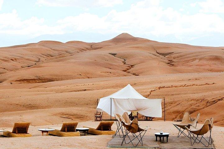 Agafay Desert Overnight Camel Ride Sunset & Dinner Show with pool