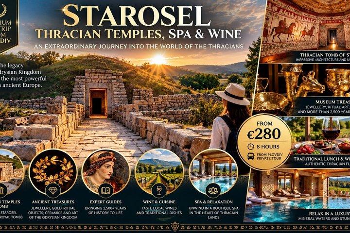 De Plovdiv : Starosel Templos Thracian, Spa e experiência de vinho