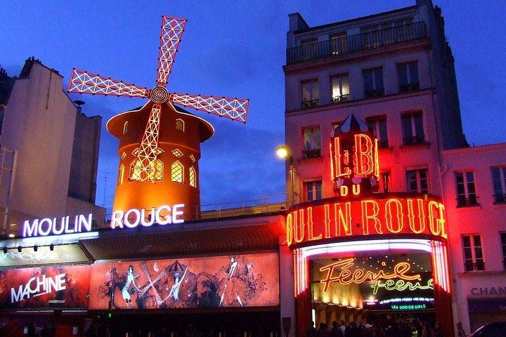 Montmartre från Moulin Rouge till Sacré Coeur Night Tour med ett glas champagne