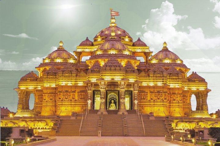 Exposição do Templo de Akshardham, show de luz e água com traslados
