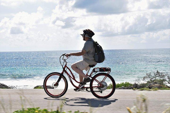 Excursão de bicicleta elétrica de meio dia no East Side de Cozumel com almoço