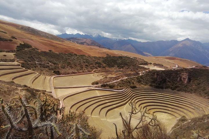 Transport Cusco> Ollantaytambo besøger Chinchero, Moray og Salineras.