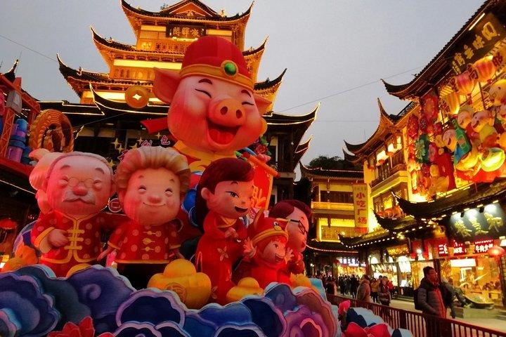 Visite nocturne privée de Shanghai avec dîner dim sum