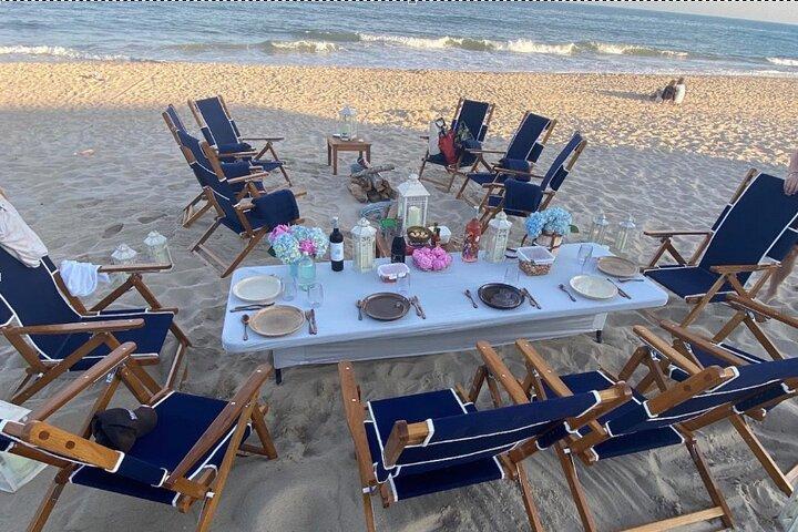 Feu de camp de luxe sur la plage et dîner pique-nique à Town Line Beach