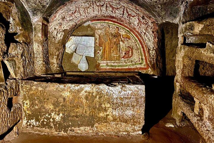Tour privado exprés de las catacumbas romanas con traslado