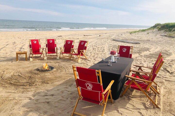 Feu de camp de luxe sur la plage et dîner pique-nique à Town Line Beach