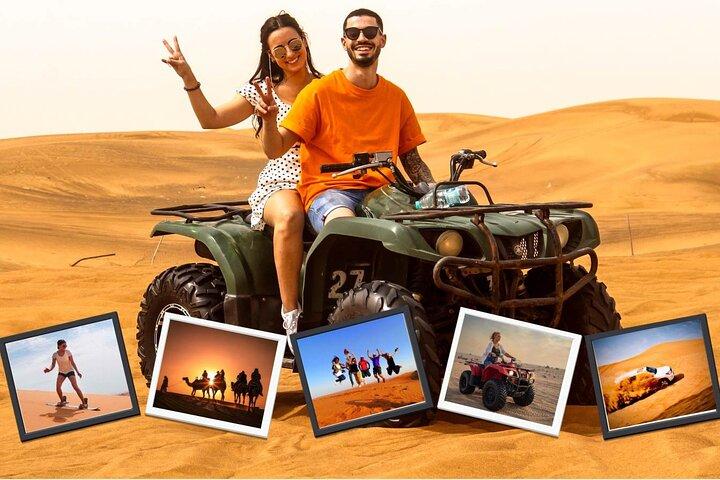 Safari di dessert mattutino premium con quad, sandboarding e dune bashing