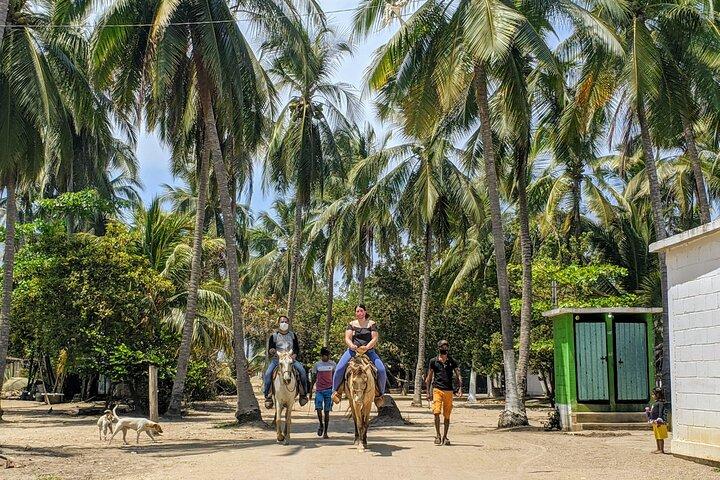 Passeio a cavalo em Gentle Paradise Lonely Beach e vila afro-mex