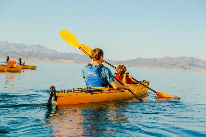 Lake Mead Sunset Kayak Tour with Dinner, Swim and Campfire