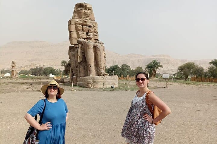 west Luxor Hatsheput temple valley of the king Memnon statue from luxor hotel